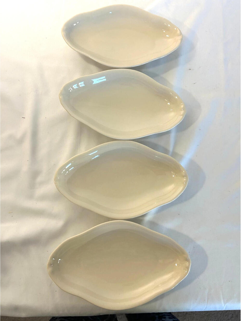 Shenango China Bone Ware Serving Plates Set of 4 Native American Backstamp